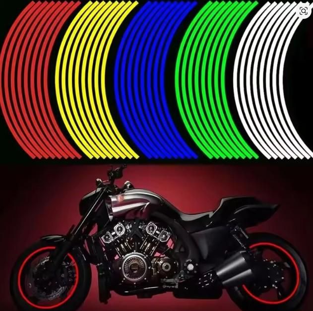 Car Bike Tyre & Body Reflective Stickers (18 stripes)