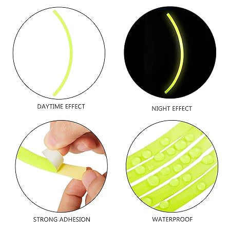 Car Bike Tyre & Body Reflective Stickers (18 stripes)