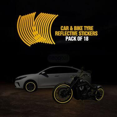 Car Bike Tyre & Body Reflective Stickers (18 stripes)